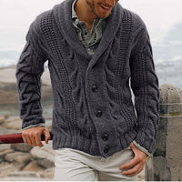 Alaric | Men's Cable-Knit Shawl Collar Cardigan with Button Front
