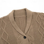 Men's black cable-knit Shawl Collar Cardigan with Button Front