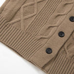 Men's black cable-knit Shawl Collar Cardigan with Button Front