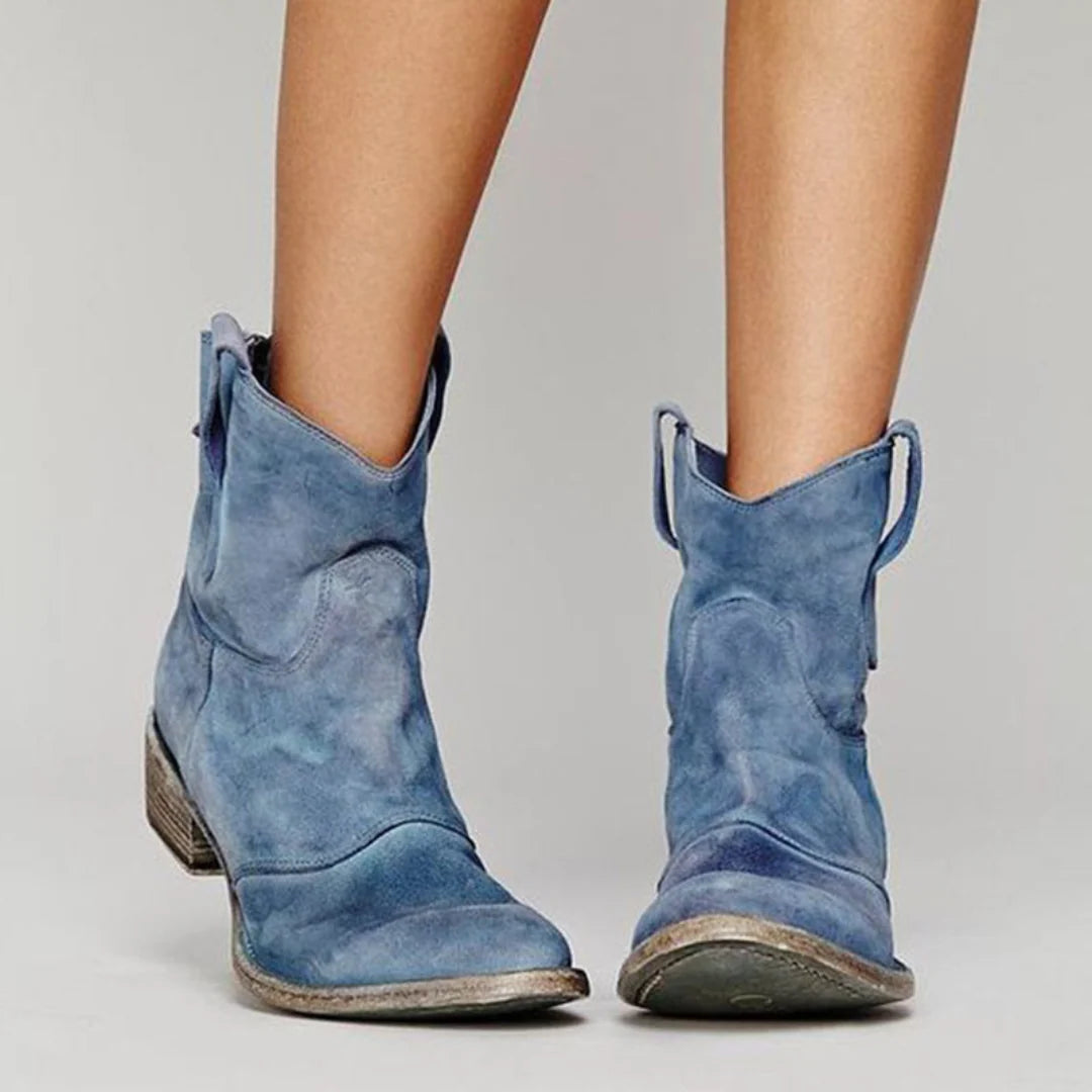 Women's light blue western ankle boots