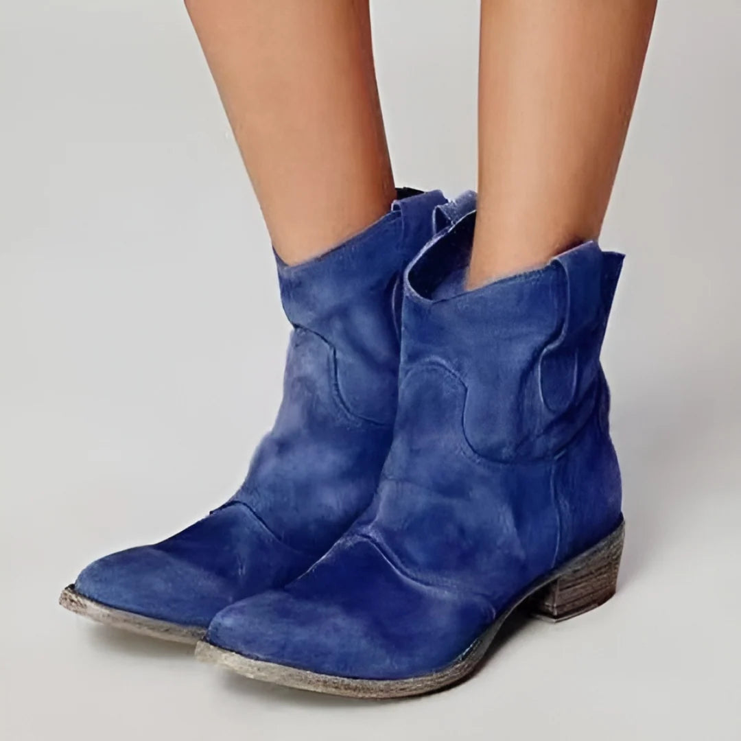 Women's blue western ankle boots