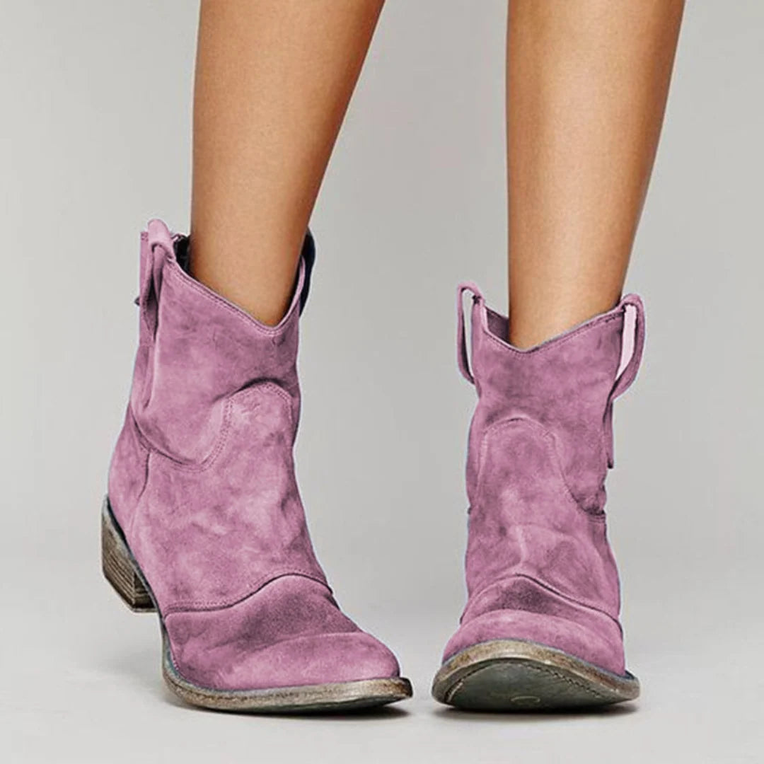 Women's purple western ankle boots