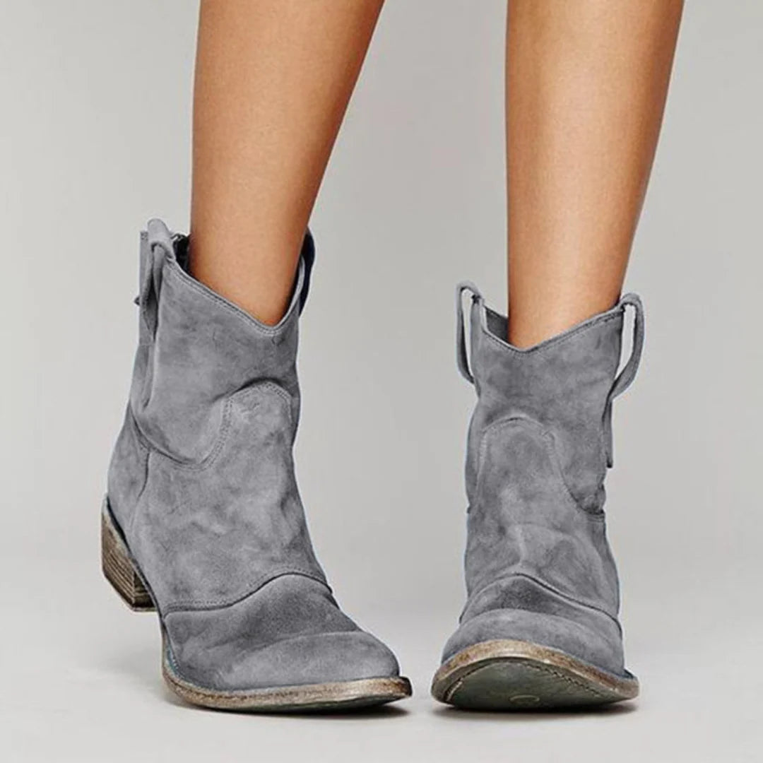 Women's gray western ankle boots