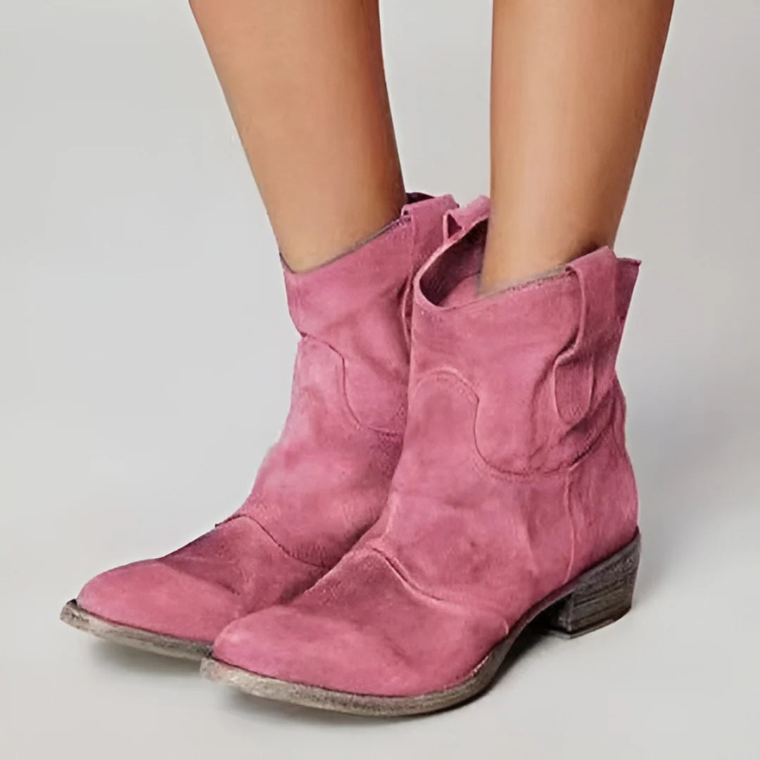 Women's pink western ankle boots