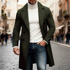 Men's brown refined Double-Breasted Overcoat, Six-Button