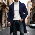 Men's wine refined Double-Breasted Overcoat, Six-Button