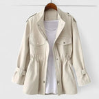 Women's cream double-breasted overcoat