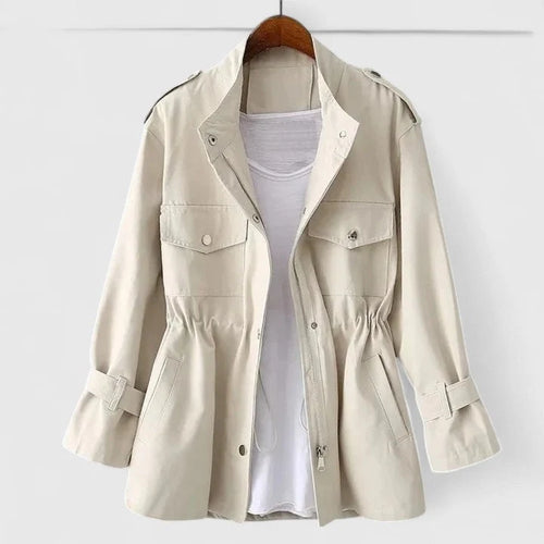 Women's cream double-breasted overcoat