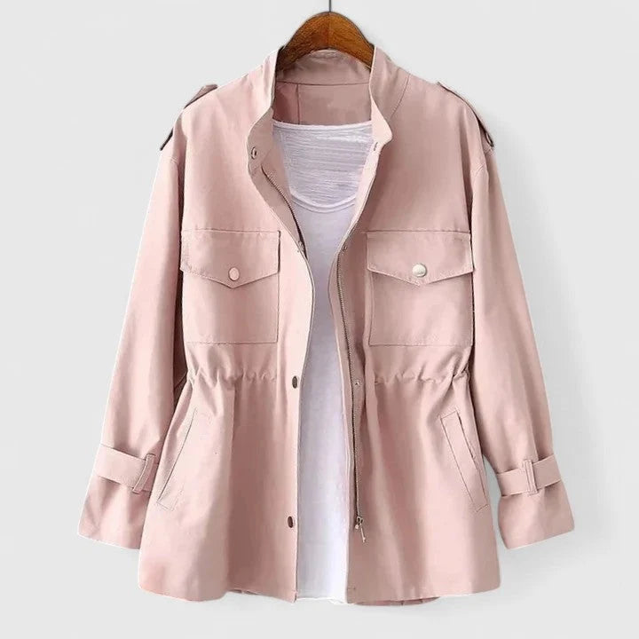 Women's pink double-breasted overcoat