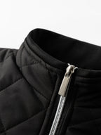 Men's black relaxed-fit quilted bomber jacket with zip pocket
