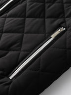 Men's black relaxed-fit quilted bomber jacket with zip pocket