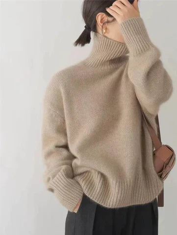 Women's brown cashmere turtleneck