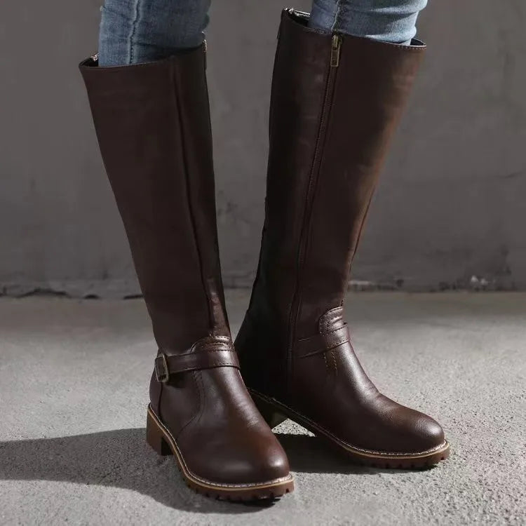 Women's dark brown classic cushioned comfort boots with padded insole