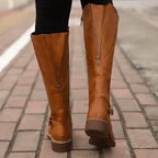 Women's dark brown classic cushioned comfort boots with padded insole