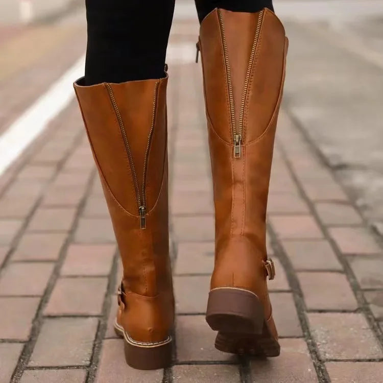 Women's dark brown classic cushioned comfort boots with padded insole
