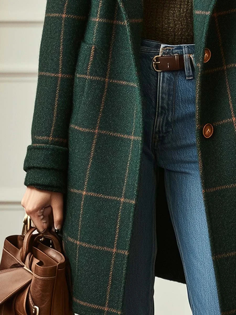 Women's plaid long coat