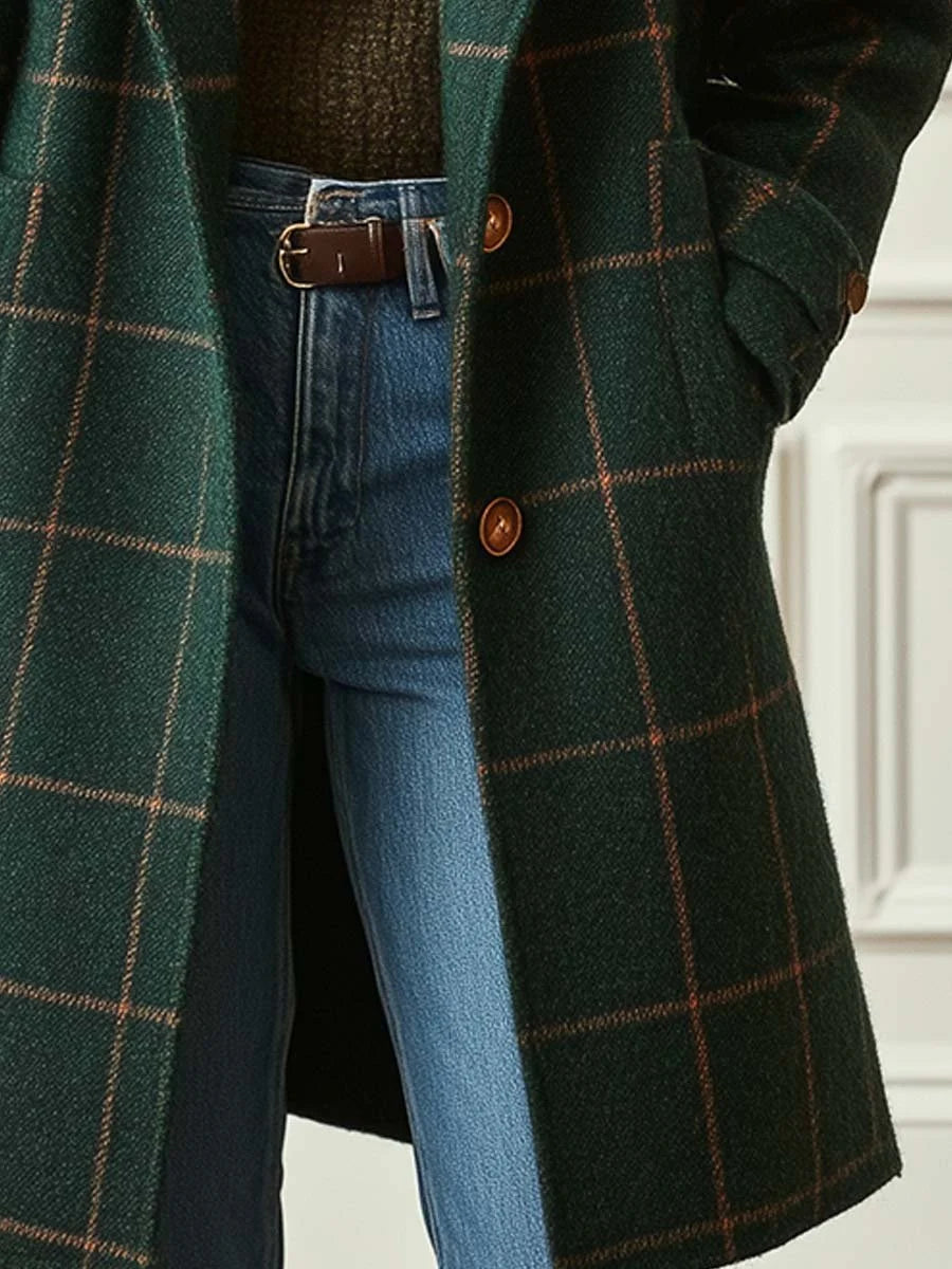 Women's plaid long coat