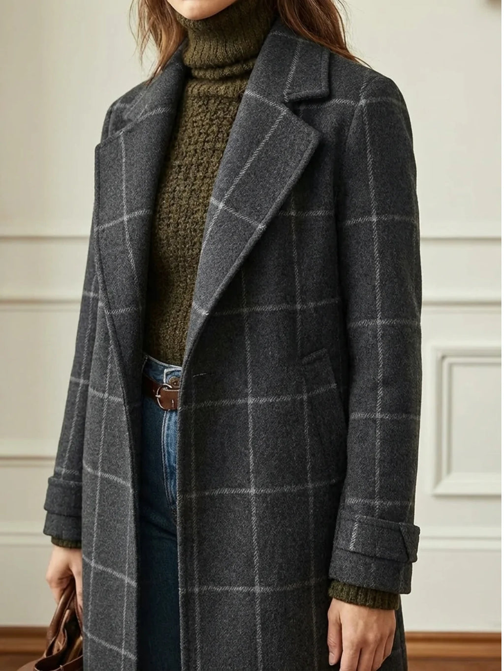 Women's plaid long coat