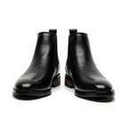 Men's black refined Pointed-Toe Chelsea Boots with Elastic Panels