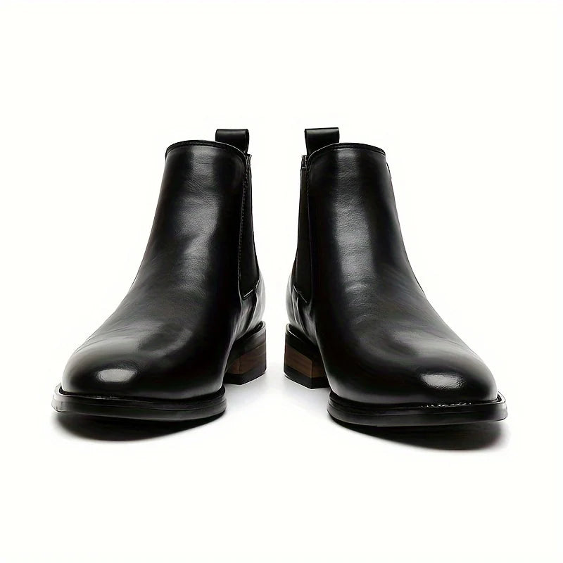 Men's brown refined Pointed-Toe Chelsea Boots with Elastic Panels