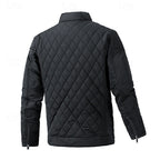 Men's army green quilted Moto-Style Jacket with Snap-Front Closure