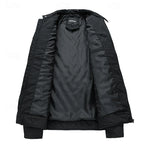 Men's dark blue quilted Moto-Style Jacket with Snap-Front Closure