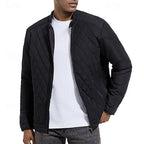 Men's gray quilted Moto-Style Jacket with Snap-Front Closure
