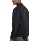 Men's gray quilted Moto-Style Jacket with Snap-Front Closure
