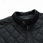 Men's gray quilted Moto-Style Jacket with Snap-Front Closure