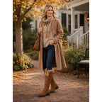 Women's black fur-Trimmed Platform Knee-High Boots for Winter