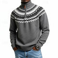 Men's gray nordic Fair Isle Quarter-Zip Knit Sweater