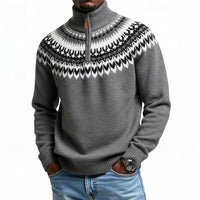 Barnaby | Men's Nordic Fair Isle Quarter-Zip Knit Sweater for Winter
