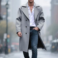 Thaddeus | Men's Wool-Blend Double-Breasted Overcoat, Notch Lapel