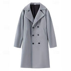 Men's black wool-blend Double-Breasted Overcoat, Notch Lapel