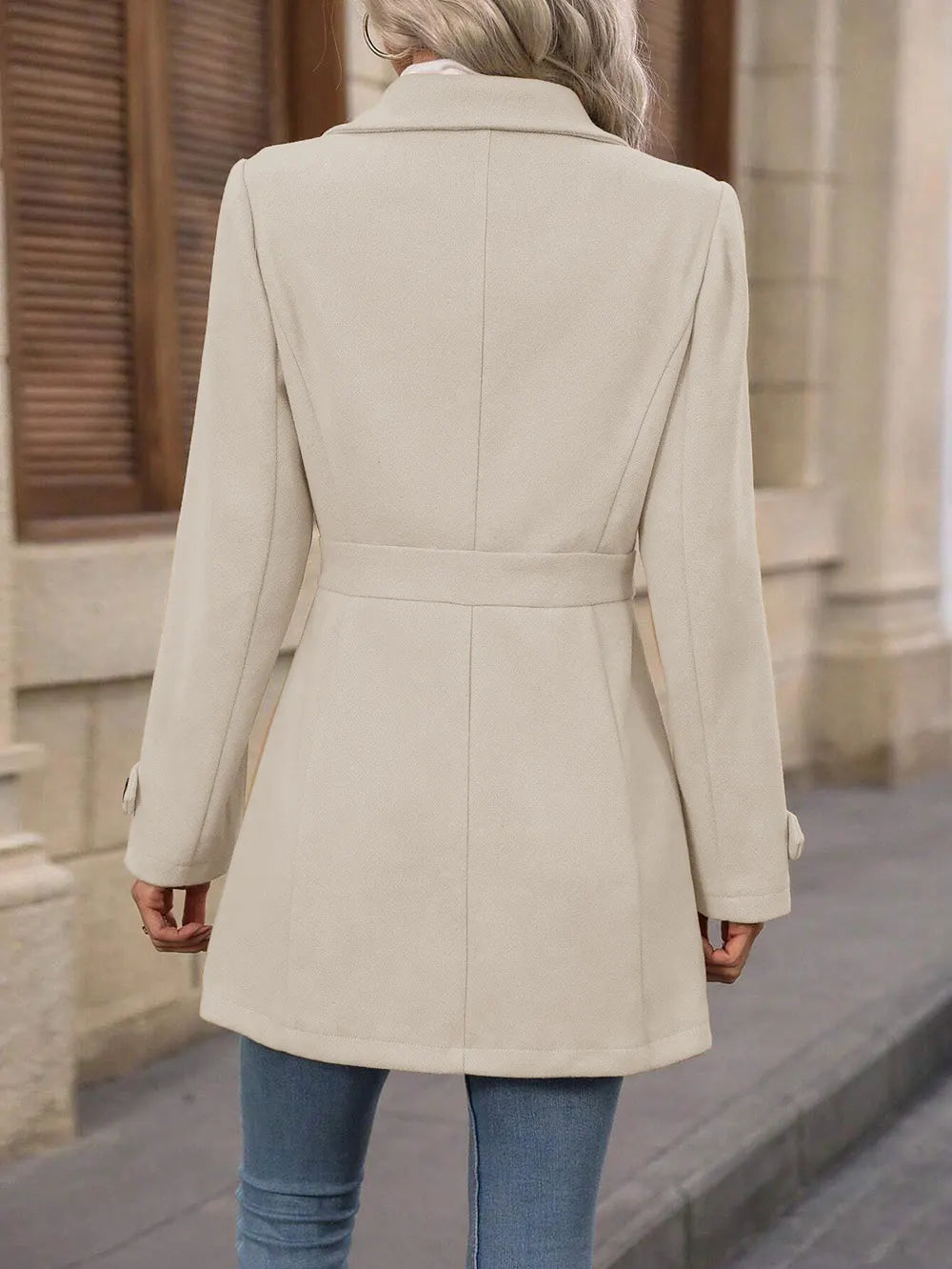 Women's belted single-breasted coat