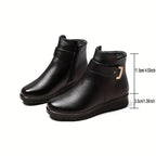Women's black cozy buckle ankle boots with cushioned insole