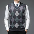 Men's dark gray classic Argyle V-Neck Pullover Sweater Vest