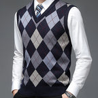 Men's wine classic Argyle V-Neck Pullover Sweater Vest