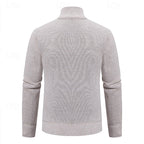 Men's burgundy chunky cable-knit zip-up cardigan with zip pockets