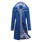 Women's blue waterproof trench coat
