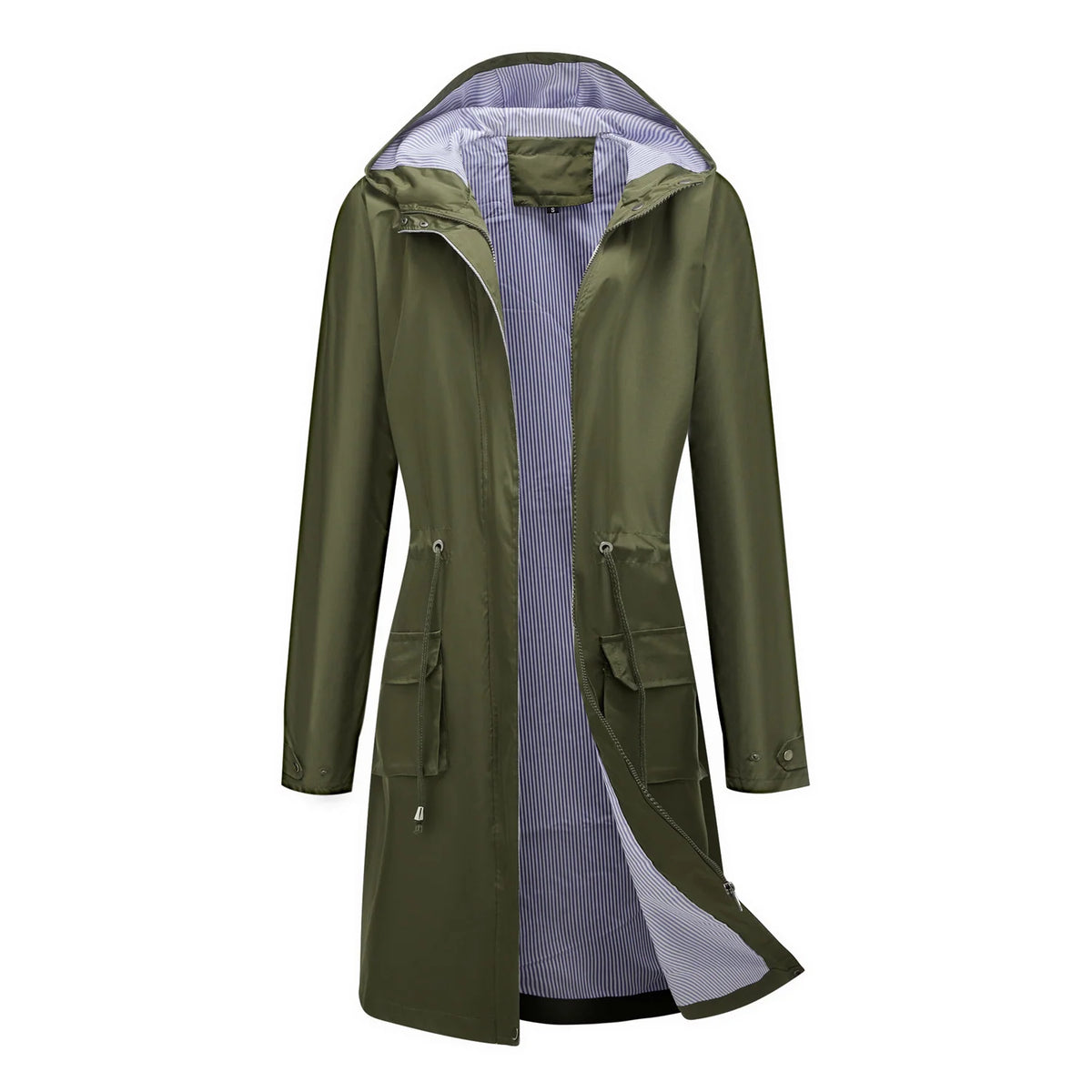 Women's olive green waterproof trench coat