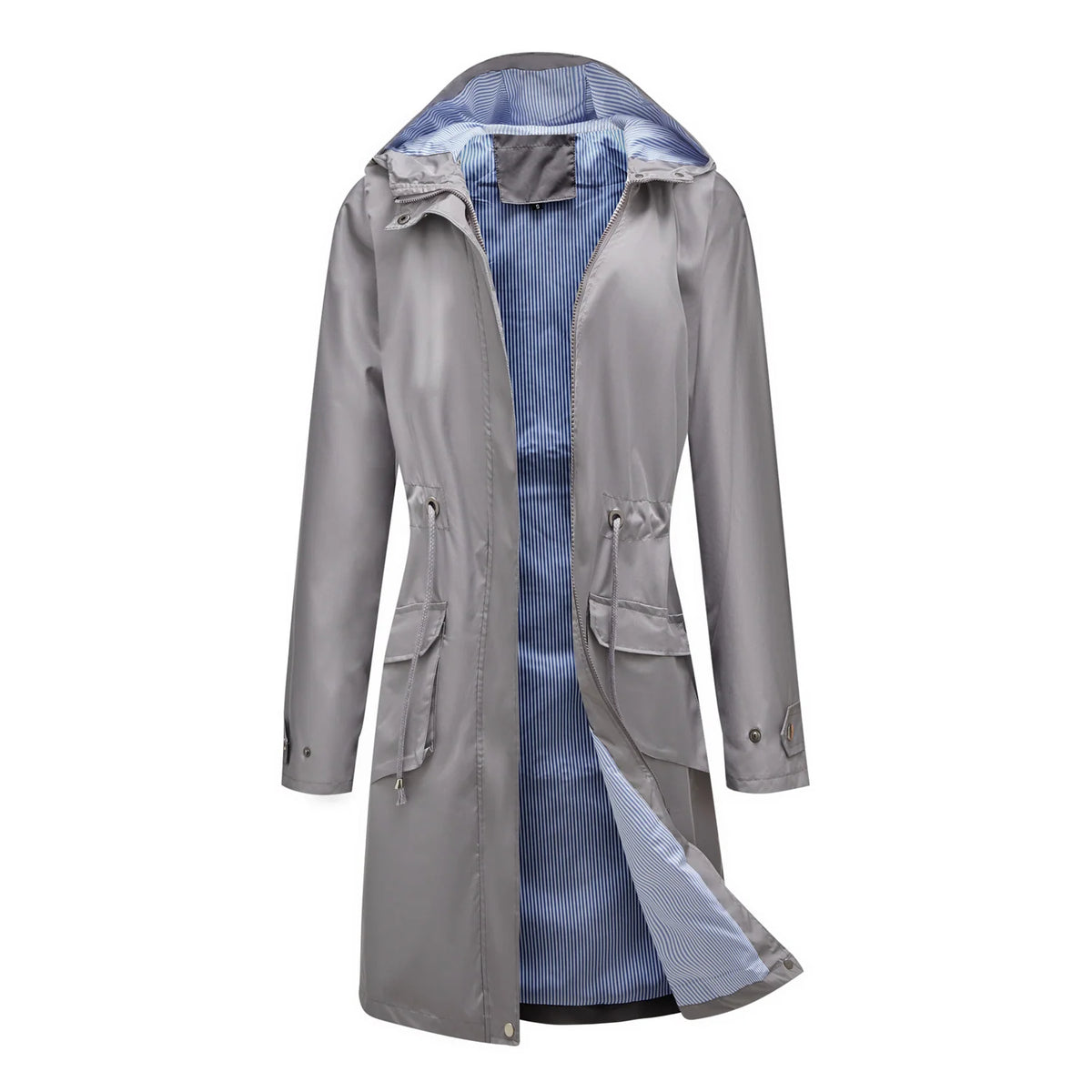 Women's gray waterproof trench coat