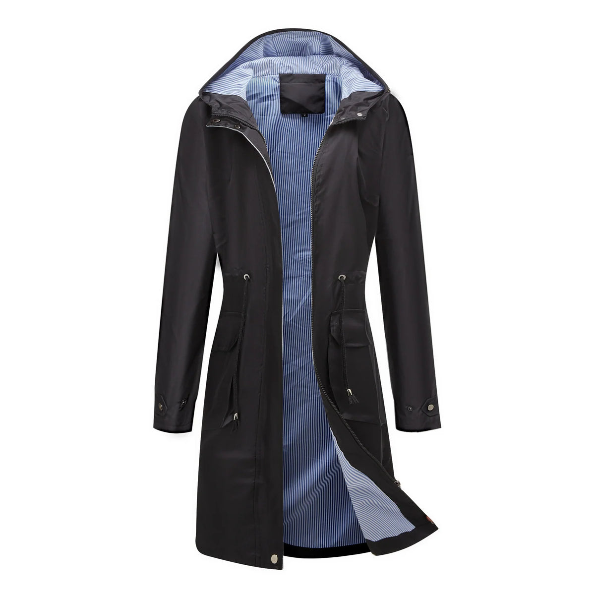 Women's black waterproof trench coat