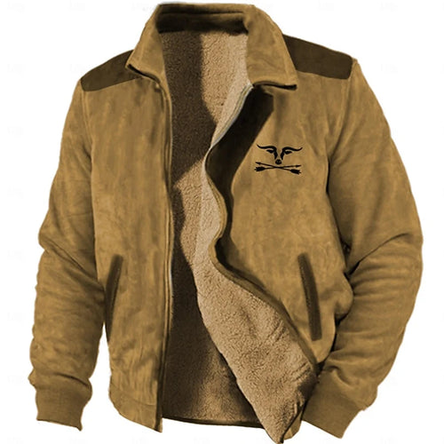 Men's light brown fleece-lined full-zip jacket with roomy side pockets