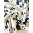 Women's floral print button-front knit cardigan