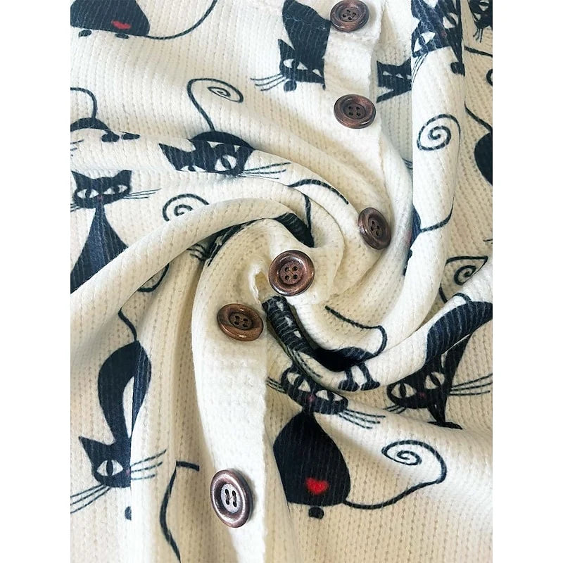 Women's floral print button-front knit cardigan