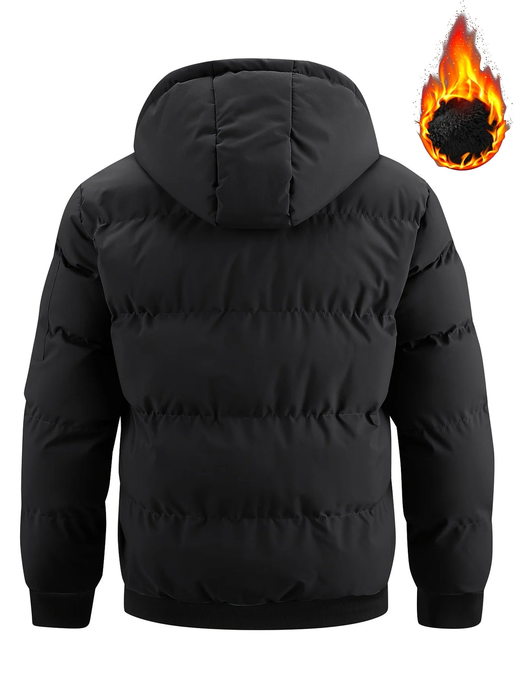 Men's navy quilted Hooded Winter Jacket with Sleeve Zip Pocket