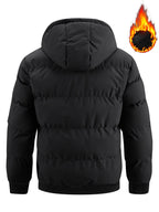 Men's navy quilted Hooded Winter Jacket with Sleeve Zip Pocket