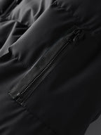 Men's navy quilted Hooded Winter Jacket with Sleeve Zip Pocket