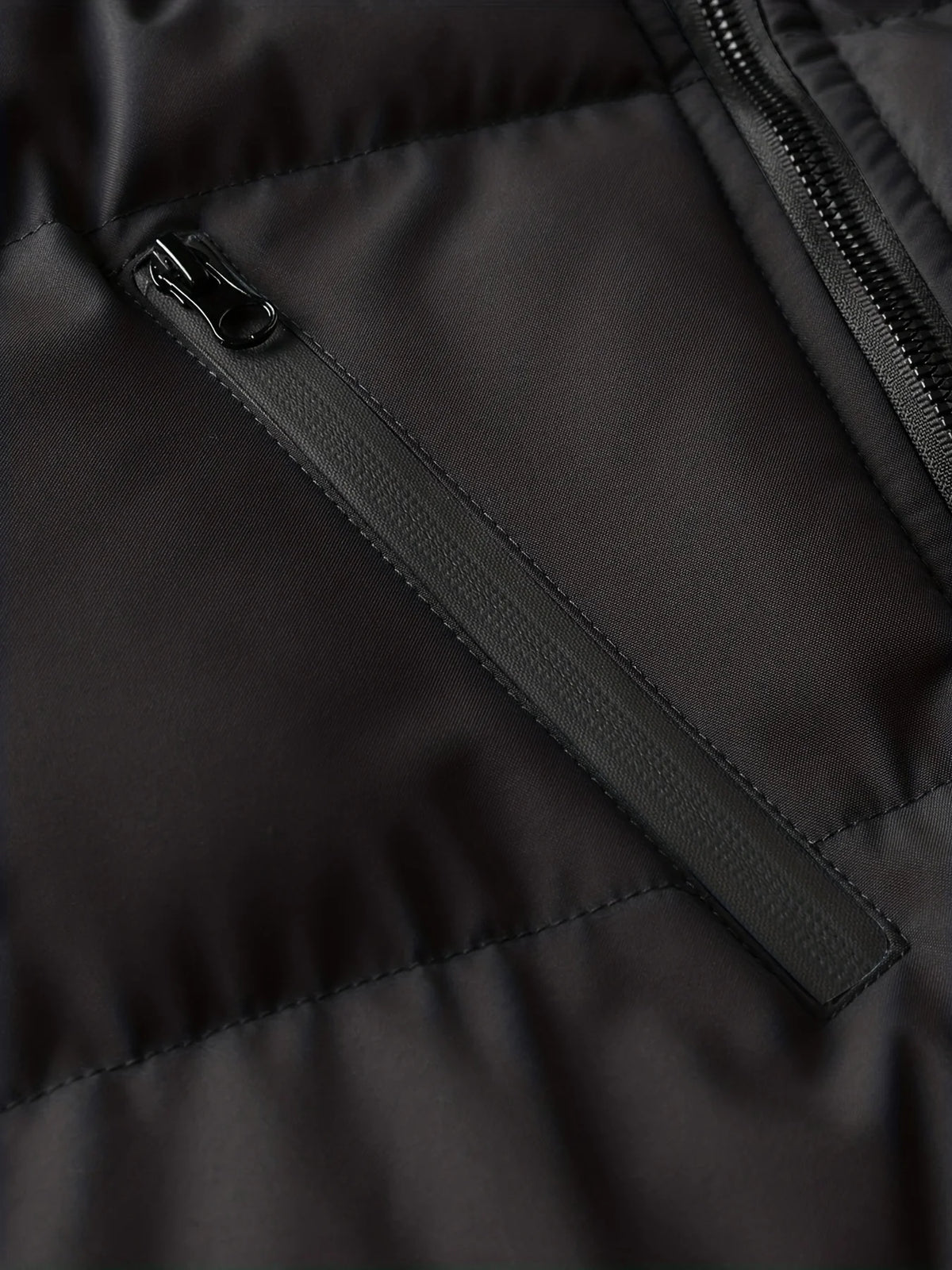 Men's navy quilted Hooded Winter Jacket with Sleeve Zip Pocket